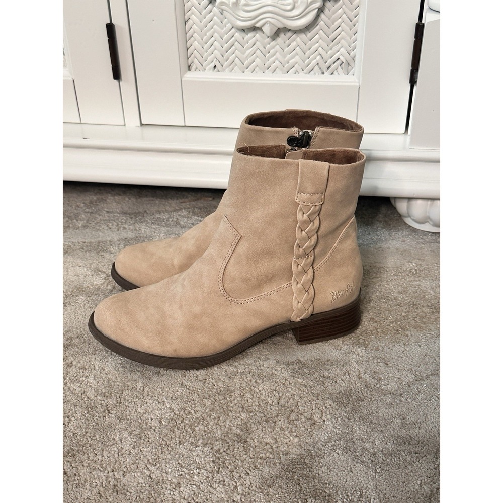 Blowfish Malibu Sygns Ankle Boot Heeled Bootie Women's Tan EUC